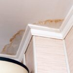 Water Leak Water Damaged Ceiling Causing Brown Staining