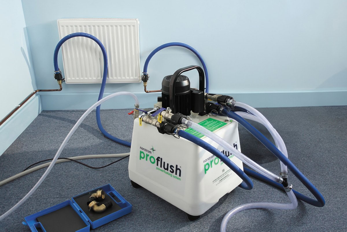 Power Flush Machine Connected To Central Heating